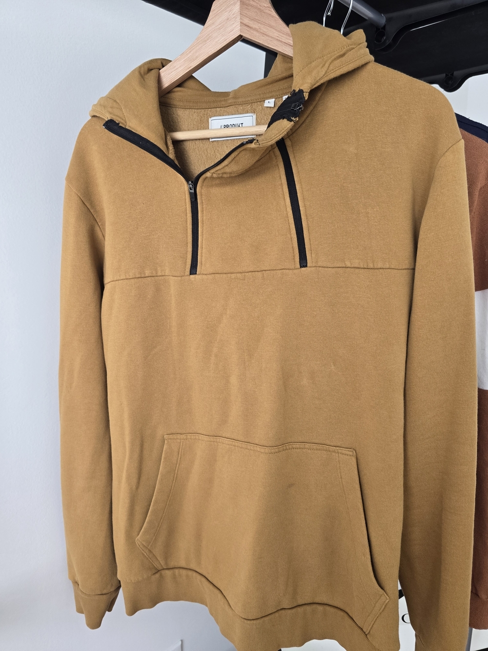 Men's Hooded Pullover Sweatshirt in Mustard